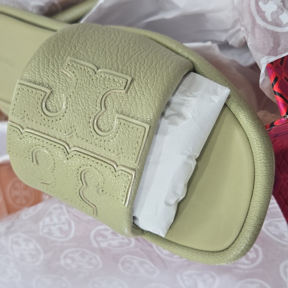 Tory Burch Double T Sport Slide Tumbled Leather - Picture 5 of 11